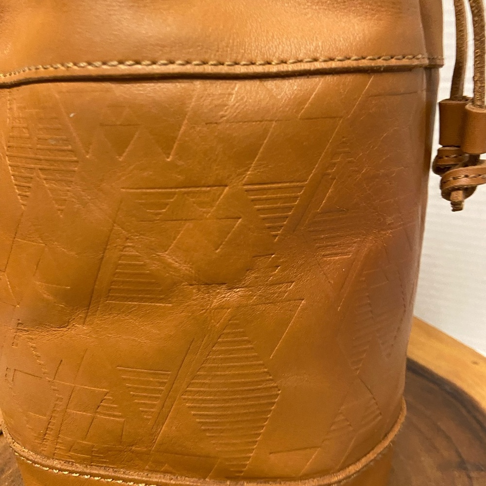 Pendleton Drawstring Leather Bucket Bag - image 3